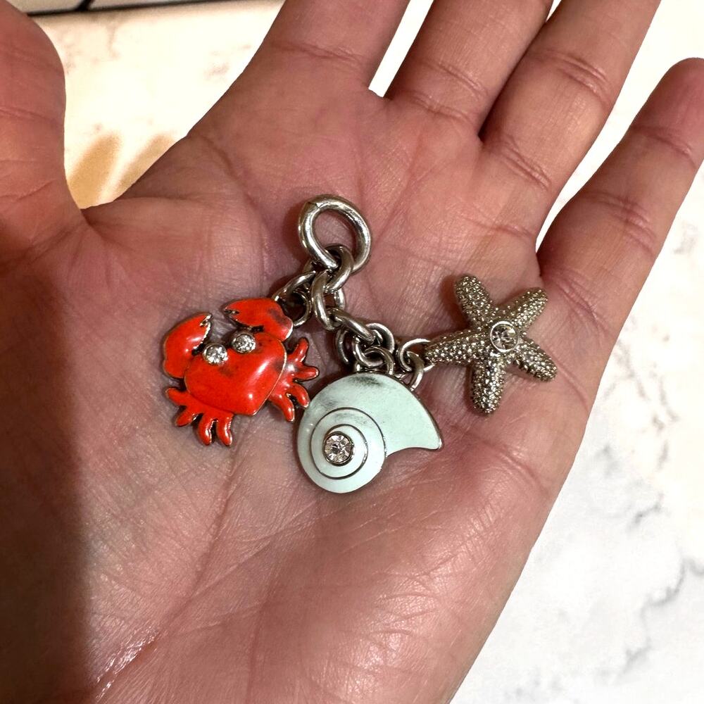 Coach nautical Beachy key chain bag charm cluster crab conch bling starfish Y2K